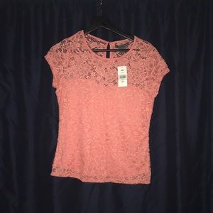Fluorescent pink lace top